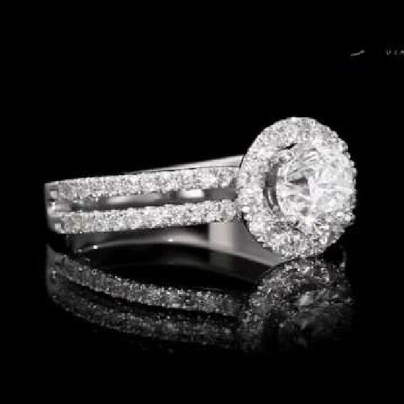 טבעת אירוסין בעיצוב מיוחד זהב לבן 1.70 קראט