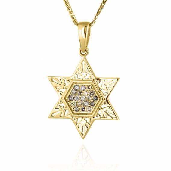 שרשרת יהלומים קלאסית בעיצוב מגן דוד 32 נקודות מכבי