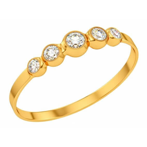 טבעת אירוסין 5 יהלומים קלאסית בשילוב זהב לבן