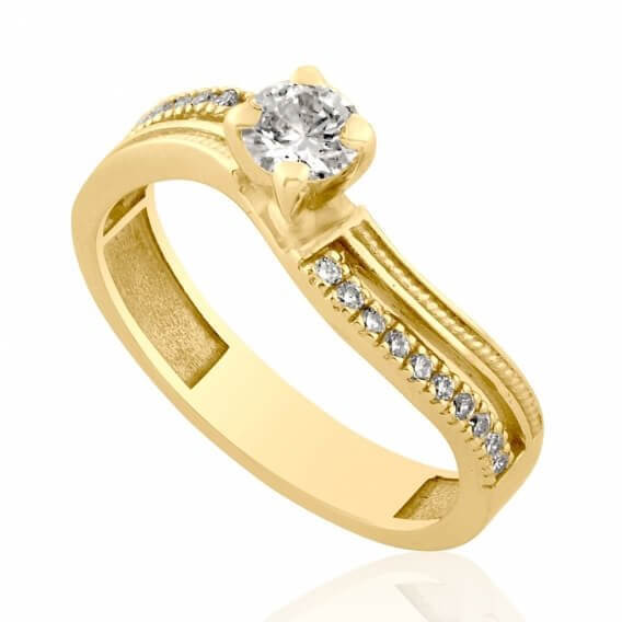 טבעת אירוסין 0.53 קראט זהב צהוב מלאני 