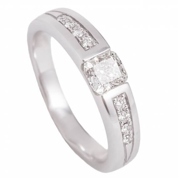 טבעת אירוסין בשילוב זהב לבן יהלום מרובע 1/2 קראט