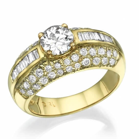 טבעת אירוסין וינטאג' זהב צהוב 2.79 קראט