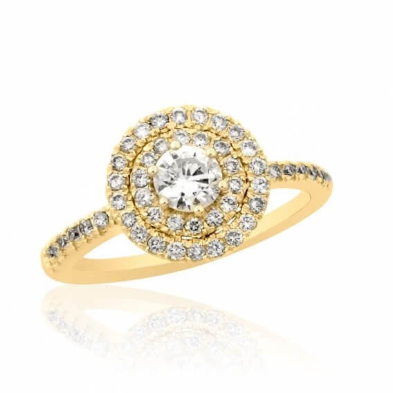 טבעת אירוסין וינטאג' משובצת יהלומים זהב לבן - הילה