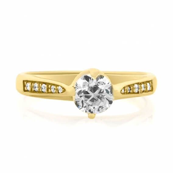 טבעת אירוסין וינטאג' קלאסית בשיבוץ יהלומים וזהב אדל