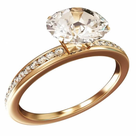טבעת אירוסין יוקרתית סוליטר בשילוב זהב צהוב 1.15 קראט