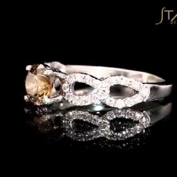 טבעת אירוסין מעוצבת בשילוב יהלום חום 1.20 קראט - אנאבל