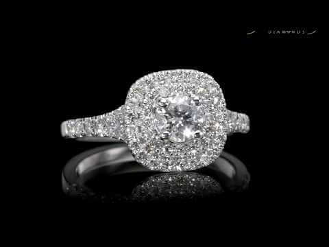 טבעת אירוסין מרשימה מעוטרת זהב לבן ויהלומים סלנה