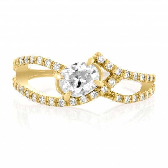 טבעת אירוסין קלאסית 0.99 קראט זהב צהוב אמבר 
