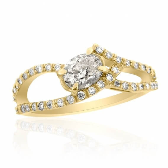 טבעת אירוסין קלאסית 0.99 קראט זהב צהוב אמבר 