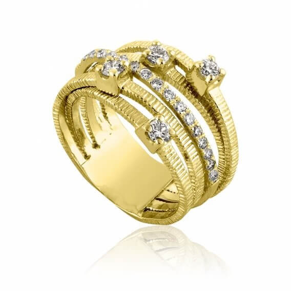 טבעת אירוסין וינטאג' יוקרתית דינוסה זהב צהוב