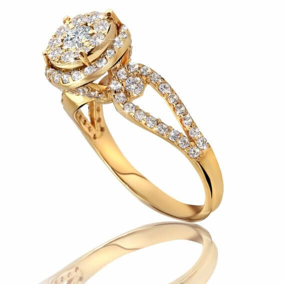 טבעת אירוסין וינטאג' יוקרתית זהב צהוב 0.78 קראט  אווה