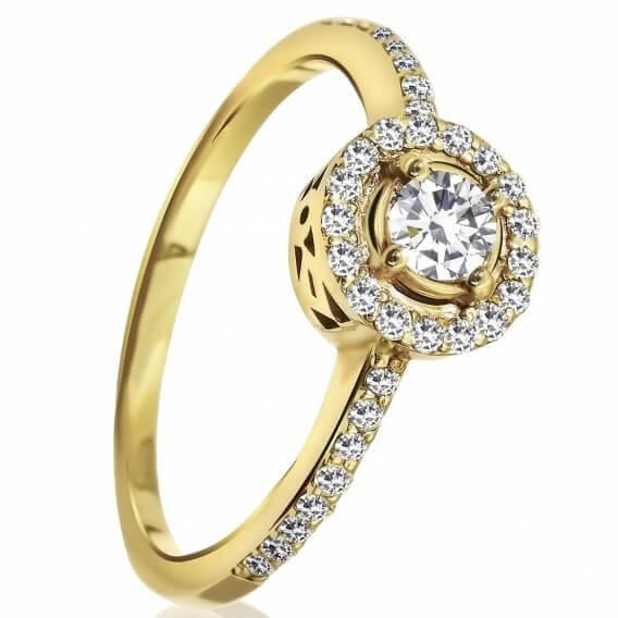 טבעת וינטאג' יוקרתית משובצת יהלומים זהב צהוב לינוי 87 נקודות
