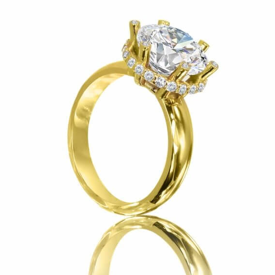 טבעת אירוסין וינטאג' מפוארת בשיבוץ יהלומים בעיצוב מיוחד 0.53 קראט - סקארלט