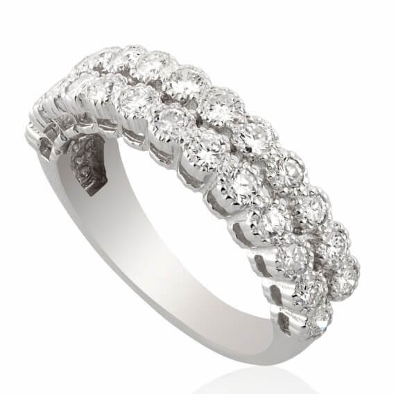 טבעת אירוסין וינטאג' מפוארת בשיבוץ שתי שורות יהלומים
