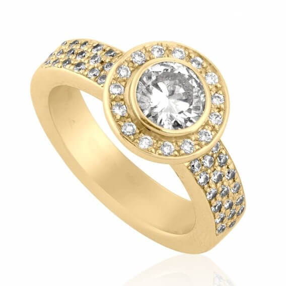 טבעת וינטאג' מפוארת יוקרתית זהב צהוב 1.87 קראט - צ'רי