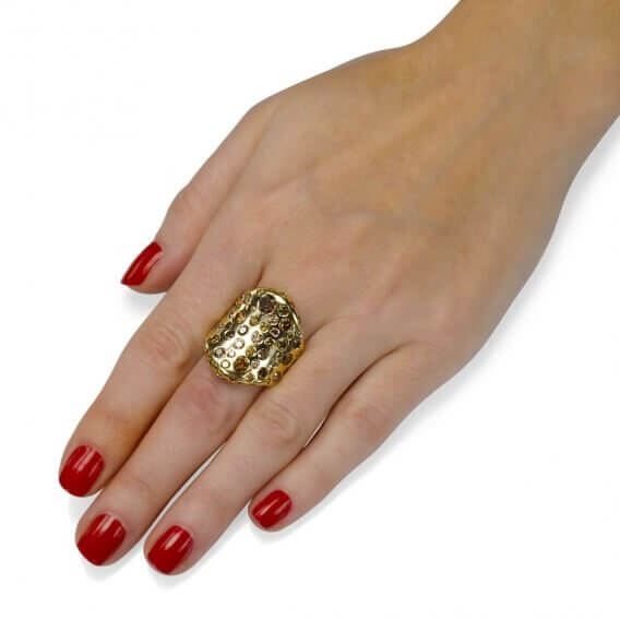 טבעת אירוסין וינטאג' מרהיבה בשיבוץ יהלומים צבעוניים 7.85 קראט
