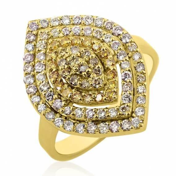 טבעת וינטאג' מרהיבה זהב צהוב 1.23 קראט נמרוס 