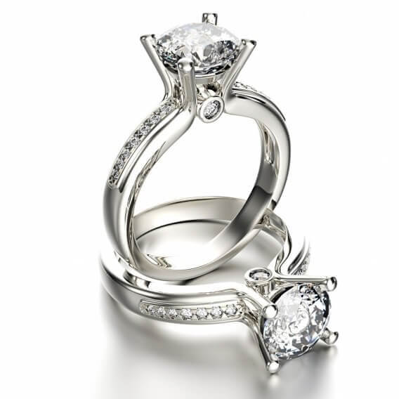 טבעת אירוסין זהב לבן יוקרתית בשיבוץ יהלומים 1.15 קראט - אמארה