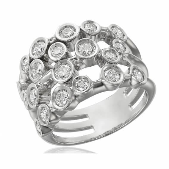 טבעת זהב לבן מעוצבת בשיבוץ יהלומים 0.36 קראט - טיילור