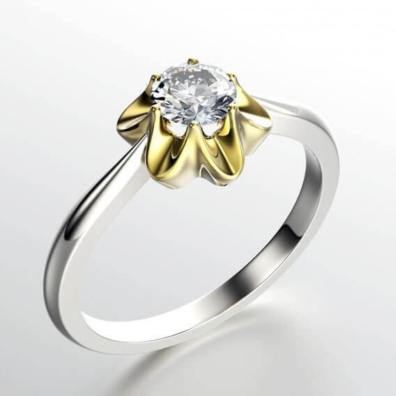 טבעת זהב סוליטר מעוצבת בשיבוץ יהלומים 35 נקודות אוריה 