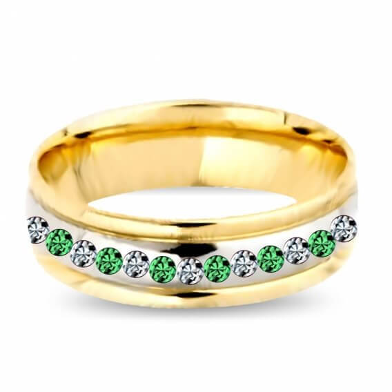 טבעת לגבר עם יהלום בשילוב אבני חן ירוקות 0.72 קראט - ולרי