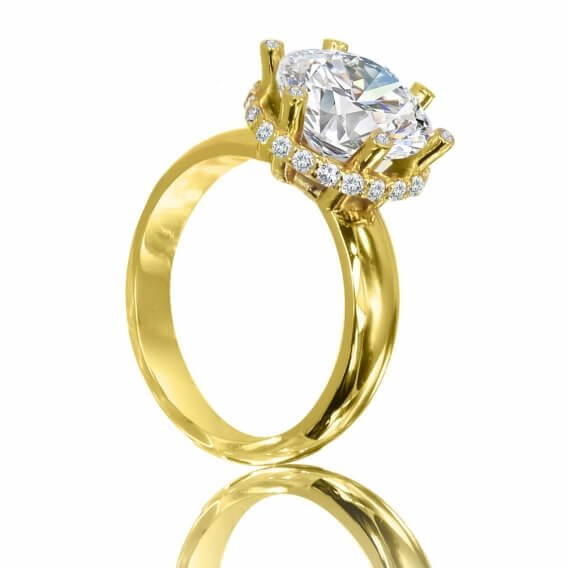 טבעת יהלום זהב צהוב בעיצוב יוקרתי 1.25 קראט