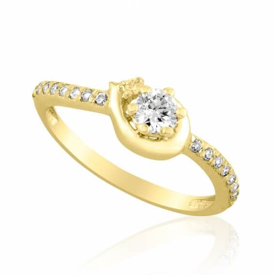טבעת יהלום קלאסית בשילוב זהב לבן חצי קראט
