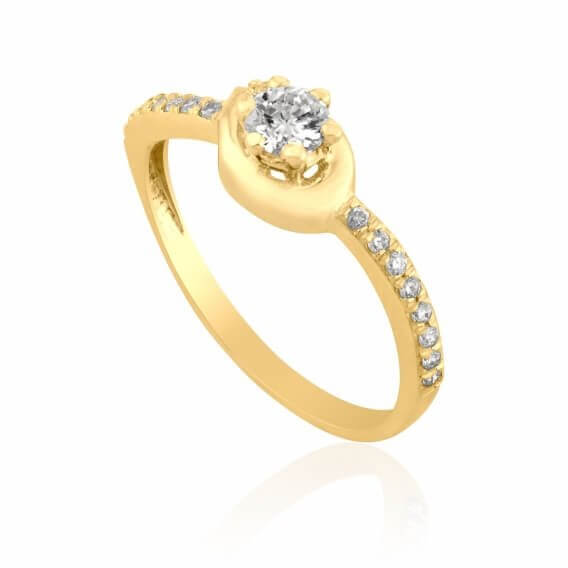 טבעת יהלום קלאסית בשילוב זהב לבן חצי קראט