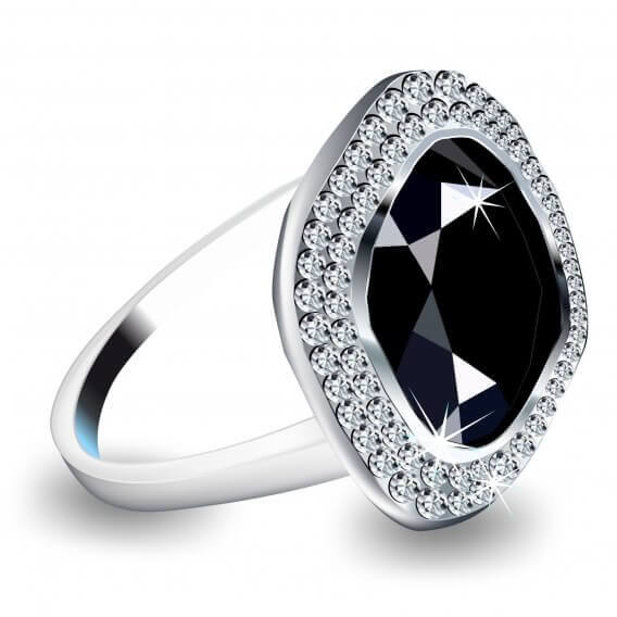 טבעת לגבר עם יהלום שחור ויהלומים מסביב 3.33 קראט - מאט