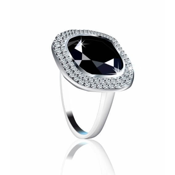 טבעת לגבר עם יהלום שחור ויהלומים מסביב 3.33 קראט - מאט