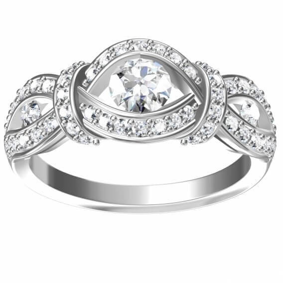טבעת יהלומים בעיצוב עין זהב לבן 1.35 קראט