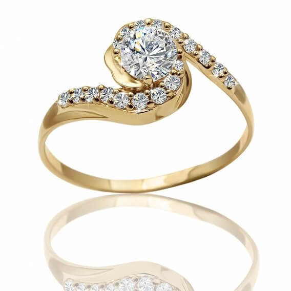 טבעת יהלומים וינטאג' מעוטרת זהב בעיצוב מיוחד 0.48 קראט - פיבי