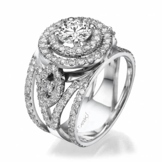 טבעת יהלומים יוקרתית 2.35 קראט מעוטרת זהב לבן ויהלומים - ארין