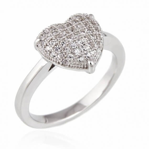 טבעת יהלומים יוקרתית בשילוב זהב לבן בצורת לב 36 נקודות