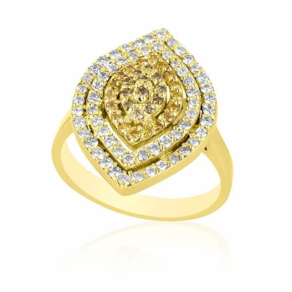 טבעת יהלומים יוקרתית זהב צהוב 1.23 קראט - נמרוס