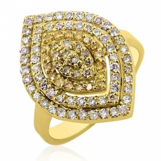 טבעת יהלומים יוקרתית זהב צהוב 1.23 קראט - נמרוס