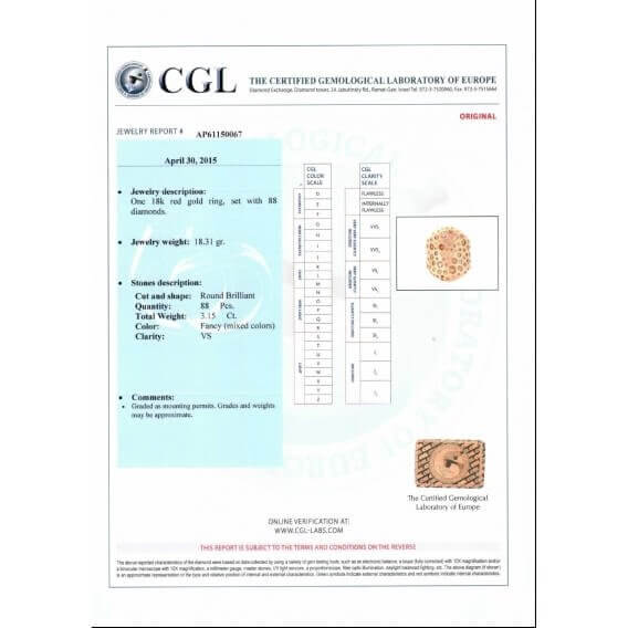טבעת יהלומים יוקרתית פנסי קולור 3.15 קראט