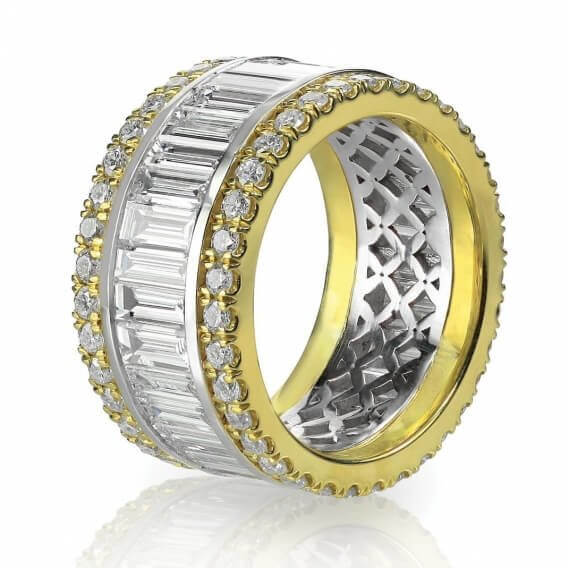 טבעת יהלומים מעוטרת זהב לבן וצהוב אביגייל 2.41 קראט