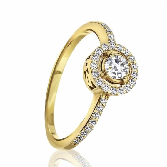 טבעת יהלומים מעוטרת זהב צהוב בעיצוב מיוחד 0.54 קראט - מייגן