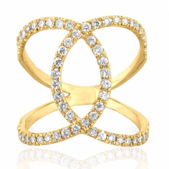 טבעת יהלומים מעוצבת בשילוב זהב צהוב 60 נקודות וונוס 
