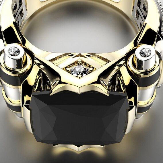 טבעת לגבר יהלומים עם אבן חן מרכזי 1.64 קראט - סאם