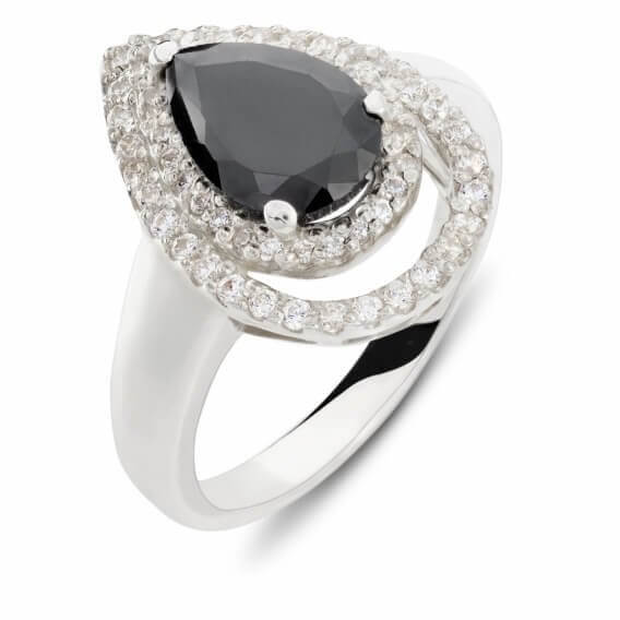טבעת יהלומים עם אבן חן שחורה 1.67 קראט - אנג'לה