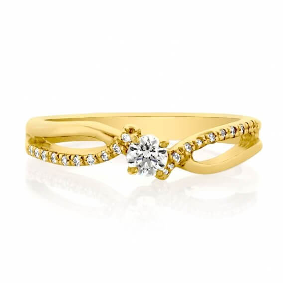 טבעת יהלומים קלאסית בשיבוץ זהב אליאנה