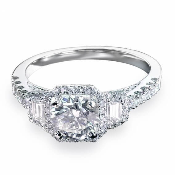 טבעת אירוסין יוקרתית בשיבוץ יהלומים וזהב לבן 1.62 קראט דן