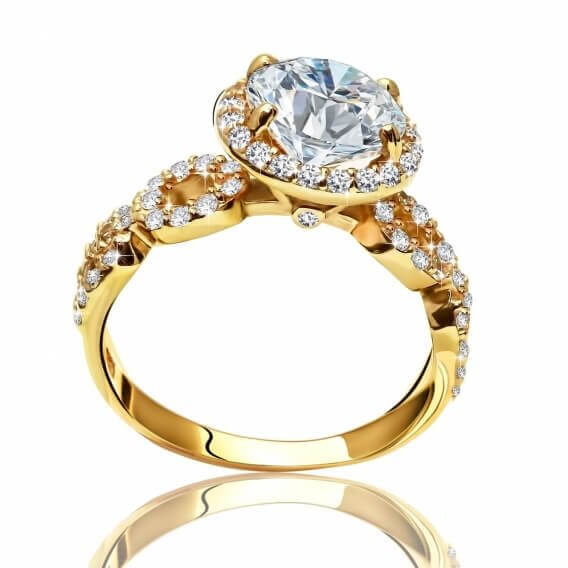 טבעת אירוסין יוקרתית משובצת יהלומים וזהב 1.15 קראט