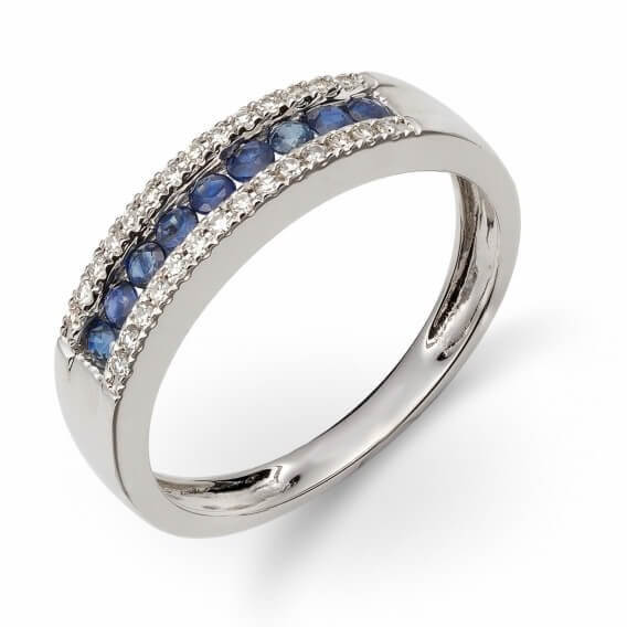 טבעת לגבר מיוחדת ומשולבת יהלומים ואבני ספיר 0.54 קראט - מארק 