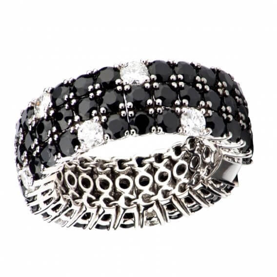 טבעת לגבר מיוחדת משולבת ביהלומים מרקיזה שחורים ולבנים 1.86 קראט - אלכס