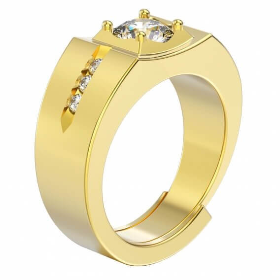 טבעת לגבר מיוחדת עם חריטות עם שיבוץ יהלומים 0.63 קראט - טיילר