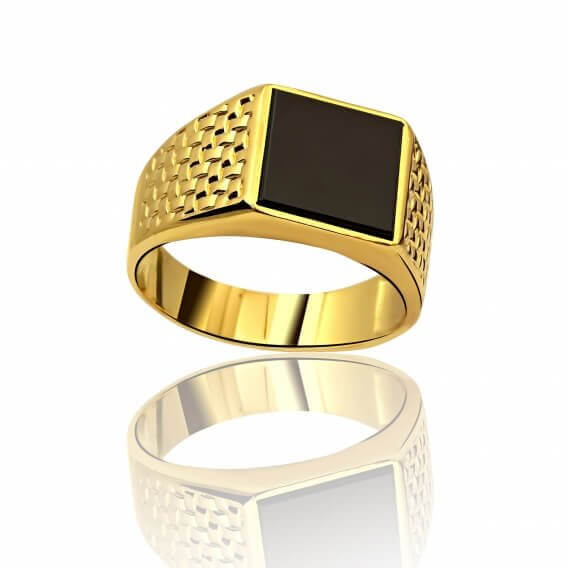 טבעת לגבר מיוחדת עם יהלום שחור פרינסס 4.02 קראט - מקס 