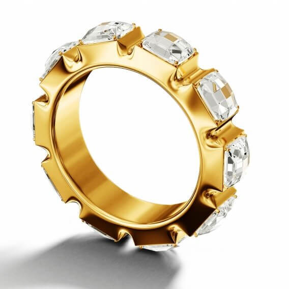 טבעת אירוסין מעוצבת זהב צהוב בשיבוץ יהלומים 0.52 קראט - שרון